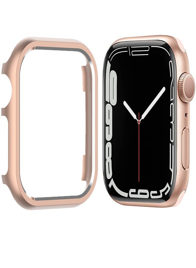 NINKI for Apple Watch 45mm Series 9 8 7 Case Rose Gold,Impact Resistant Aluminium Protective Cover for Apple Watch Series 8 9 45mm Case iWatch 7 Bumper Slim Women - Image 1
