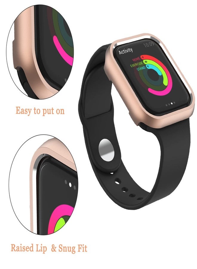 NINKI for Apple Watch 45mm Series 9 8 7 Case Rose Gold,Impact Resistant Aluminium Protective Cover for Apple Watch Series 8 9 45mm Case iWatch 7 Bumper Slim Women - Image 3