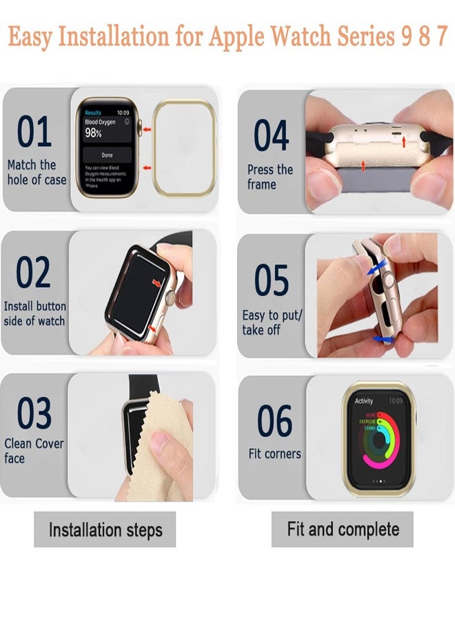 NINKI for Apple Watch 45mm Series 9 8 7 Case Rose Gold,Impact Resistant Aluminium Protective Cover for Apple Watch Series 8 9 45mm Case iWatch 7 Bumper Slim Women - Image 5