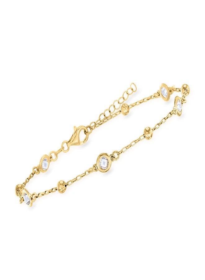 Ross-Simons Italian 1.15 ct. t.w. Bezel-Set CZ Station Anklet - Image 2