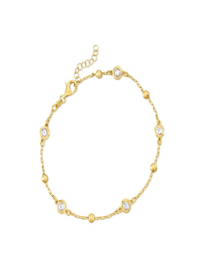 Ross-Simons Italian 1.15 ct. t.w. Bezel-Set CZ Station Anklet - Image 1