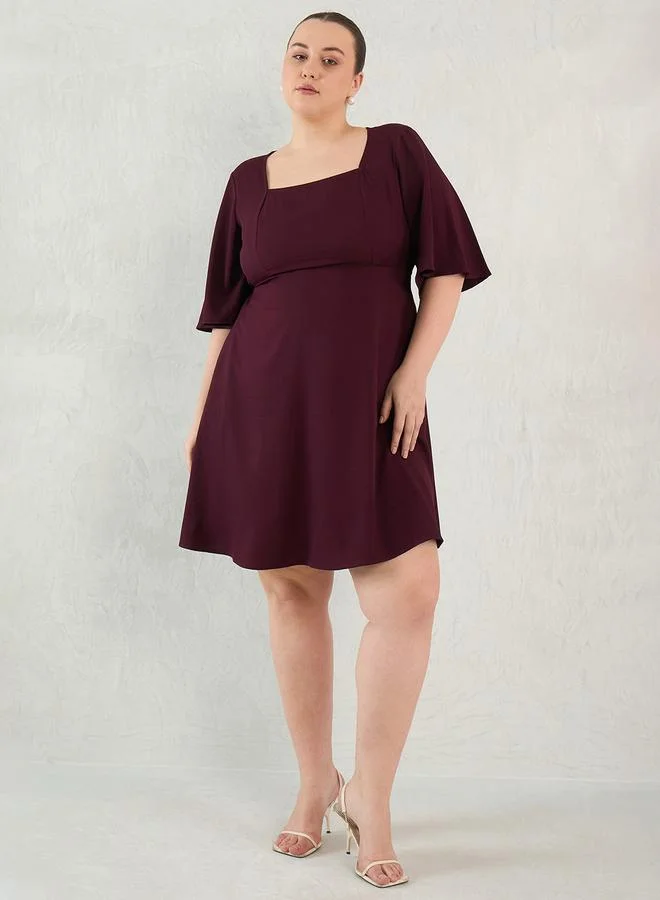 Plus Size Purple Knee Length Dress