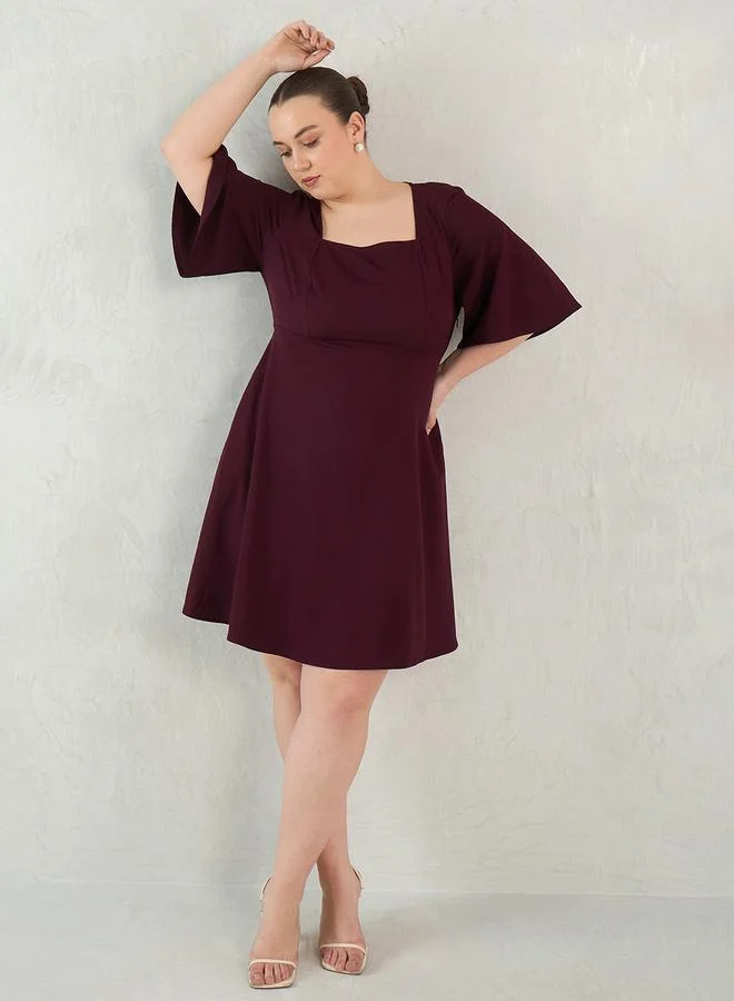 Femmella  Plus Size Purple Knee Length Dress for Women | Best Price UAE