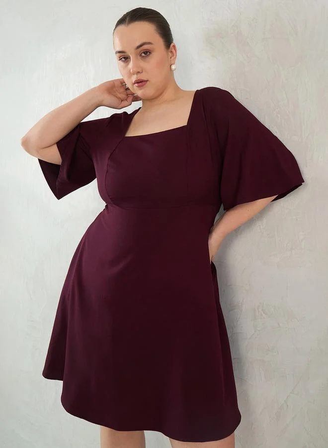 Femmella  Plus Size Purple Knee Length Dress for Women | Best Price UAE