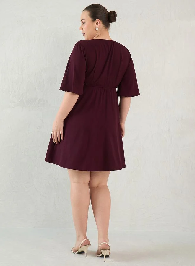 Femmella  Plus Size Purple Knee Length Dress for Women | Best Price UAE