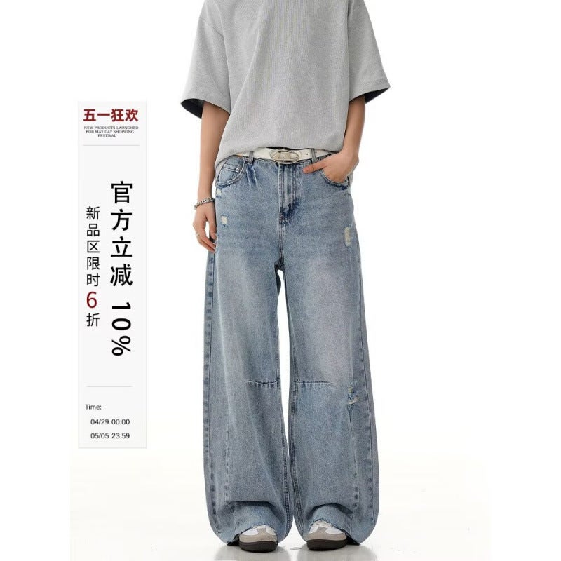 Unisex Classic Denim Jeans Loose Fit Daily Outdoor Wear - Image 4
