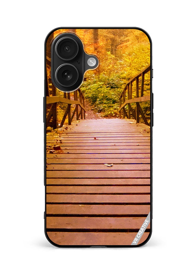 Protective Case Cover For Apple iPhone 16 Bridge To The Jungle Design Multicolour