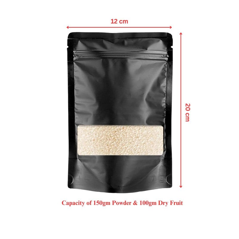 Deera DEERA Stand Up Ziplock Reusable Airtight Polyester Storage Pouch Black120mmX200mmPack of 50  - Image 2