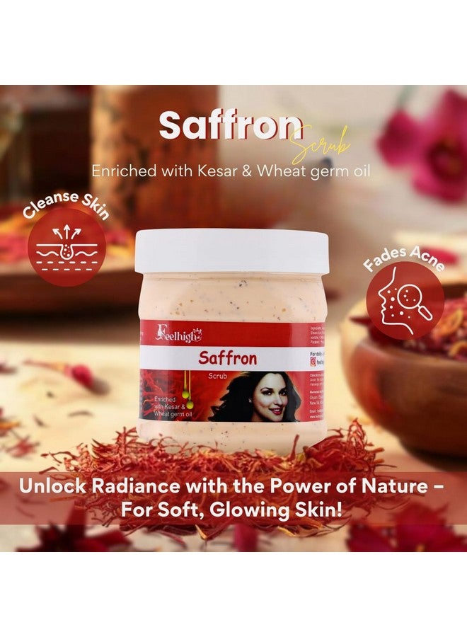 FEELHIGH سكراب الزعفران فيلهigh معزز بالكُسَر وزيت جنين القمح 500 مل يساعد على تنظيف البشرة للرجال والنساء سكراب الزعفران سكراب الوجه - Image 2