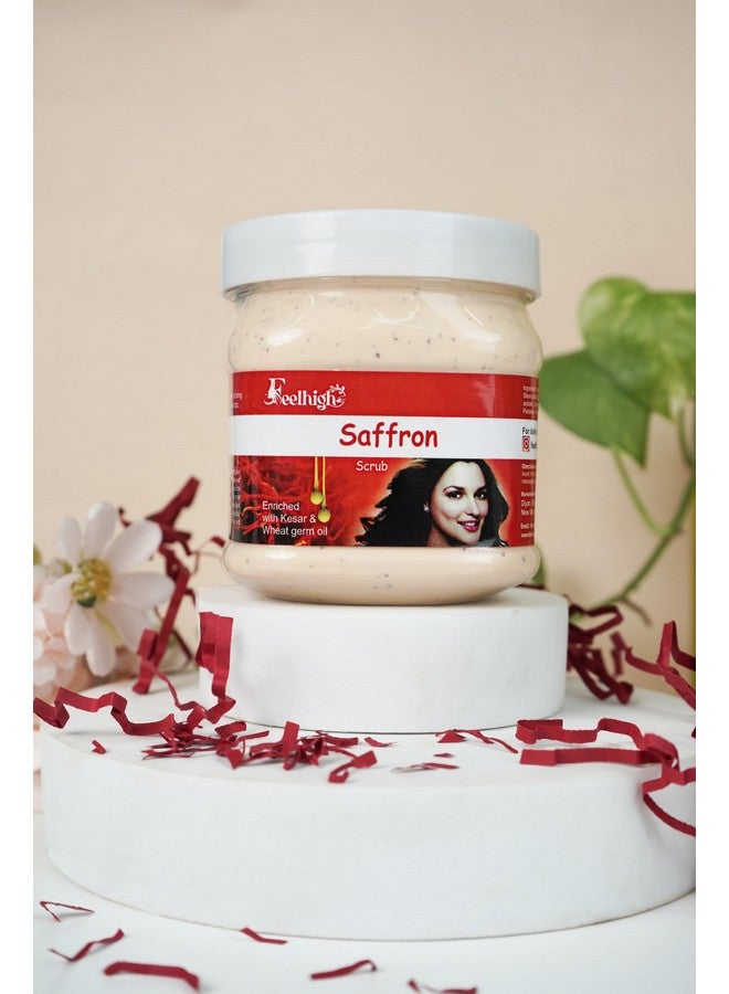 FEELHIGH سكراب الزعفران فيلهigh معزز بالكُسَر وزيت جنين القمح 500 مل يساعد على تنظيف البشرة للرجال والنساء سكراب الزعفران سكراب الوجه - Image 4