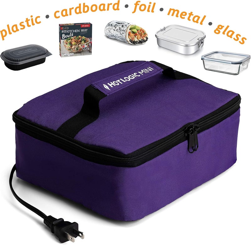 HOTLOGIC Mini Heated Lunch Box - Portable Electric Food Warmer for Men and Women - Great for Work, Office, and Construction - Cook, Reheat, and Eat on the Go - 120V - Purple - Image 4