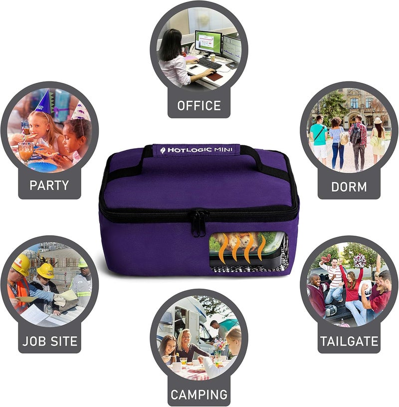 HOTLOGIC Mini Heated Lunch Box - Portable Electric Food Warmer for Men and Women - Great for Work, Office, and Construction - Cook, Reheat, and Eat on the Go - 120V - Purple - Image 2