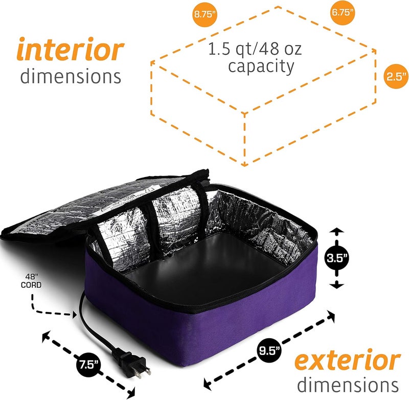 HOTLOGIC Mini Heated Lunch Box - Portable Electric Food Warmer for Men and Women - Great for Work, Office, and Construction - Cook, Reheat, and Eat on the Go - 120V - Purple - Image 3