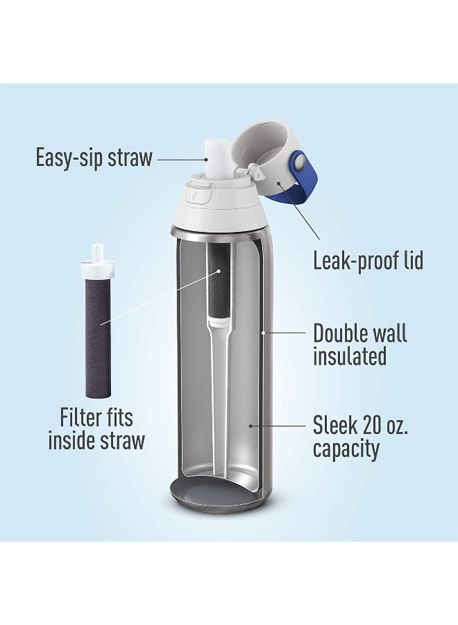 BRITA Brita Stainless Steel Premium Filtering Water Bottle, BPA-Free, Reusable, Insulated, Replaces 300 Plastic Water Bottles, Filter Lasts 2 Months or 40 Gallons, Includes 1 Filter, Stainless - 20 oz.  - Image 4