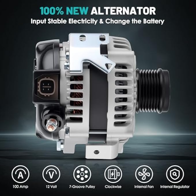 Farrme 11195 Car Alternator 12V 100 Amp, 7-Groove Pulley Fit for Toyota Camry 07-09, Corolla 09-10, Matrix 09-13, for Pontiac Vibe 09-10, Scion xB L4 2.4L Automotive Replacement Alternators 88975511 - Image 3