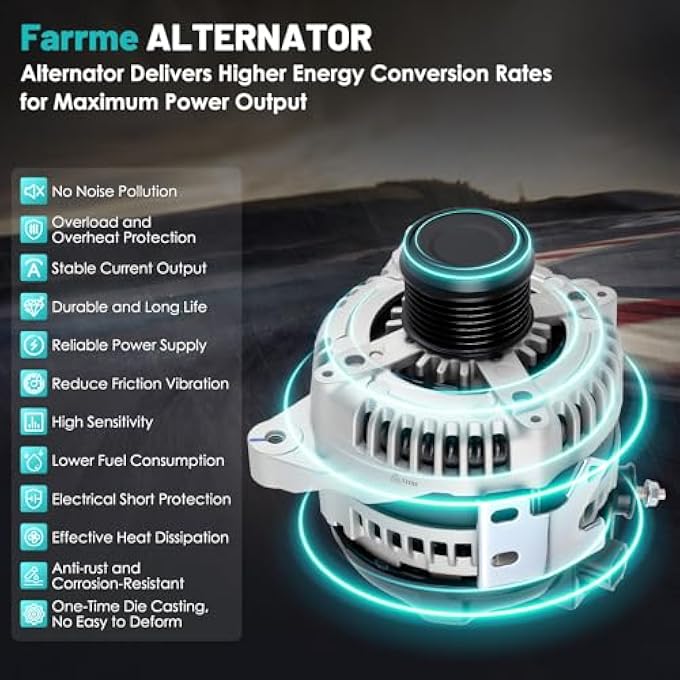 Farrme 11195 Car Alternator 12V 100 Amp, 7-Groove Pulley Fit for Toyota Camry 07-09, Corolla 09-10, Matrix 09-13, for Pontiac Vibe 09-10, Scion xB L4 2.4L Automotive Replacement Alternators 88975511 - Image 4