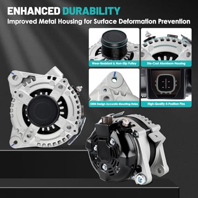 Farrme 11195 Car Alternator 12V 100 Amp, 7-Groove Pulley Fit for Toyota Camry 07-09, Corolla 09-10, Matrix 09-13, for Pontiac Vibe 09-10, Scion xB L4 2.4L Automotive Replacement Alternators 88975511 - Image 5