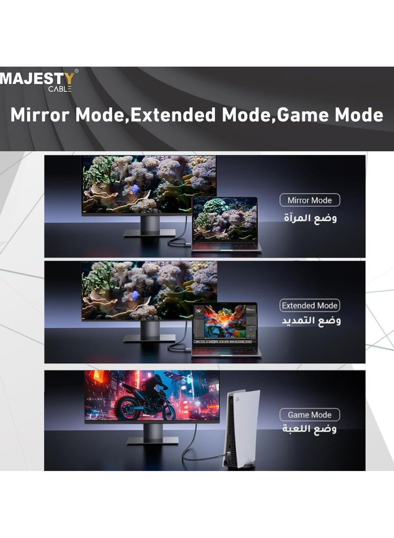 ماجيستي ماجيستي كيبل HDMI 8K فائق السرعة 1.5 متر - 48Gbps HDMI 2.1 يدعم 8K@60Hz، 4K@120Hz، 2K@144Hz، 1080P@240Hz - Dolby Vision، Dolby Atmos، HDR10+، eARC، 3D، متوافق مع PS5، Xbox ، سويتش  - Image 5