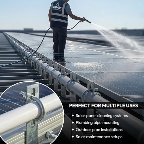 APAV Solar Panel Cleaning Hanger Clamp 1/2 Inch, Set of 5, Galvanized Material, Easy Installation, Fits All Solar Panel Frames, Durable Support for Plumbing Pipes and Efficient Cleaning - Image 3
