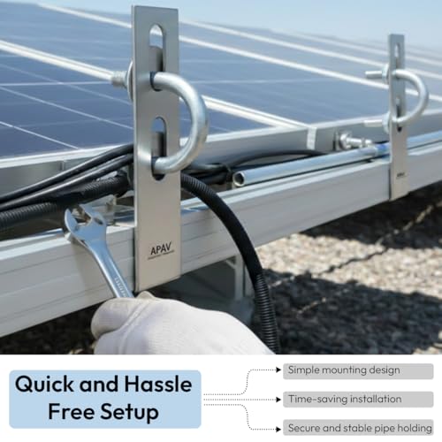 APAV Solar Panel Cleaning Hanger Clamp 1/2 Inch, Set of 5, Galvanized Material, Easy Installation, Fits All Solar Panel Frames, Durable Support for Plumbing Pipes and Efficient Cleaning - Image 4
