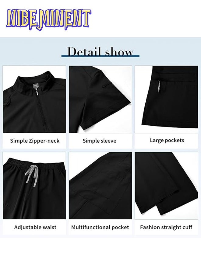 NIBEMINENT Womens Men Medical Scrubs Set Unisex Scrub Top and Scrub Pant Set Medical Uniform Scrubs Medical Uniform Set  - Image 2
