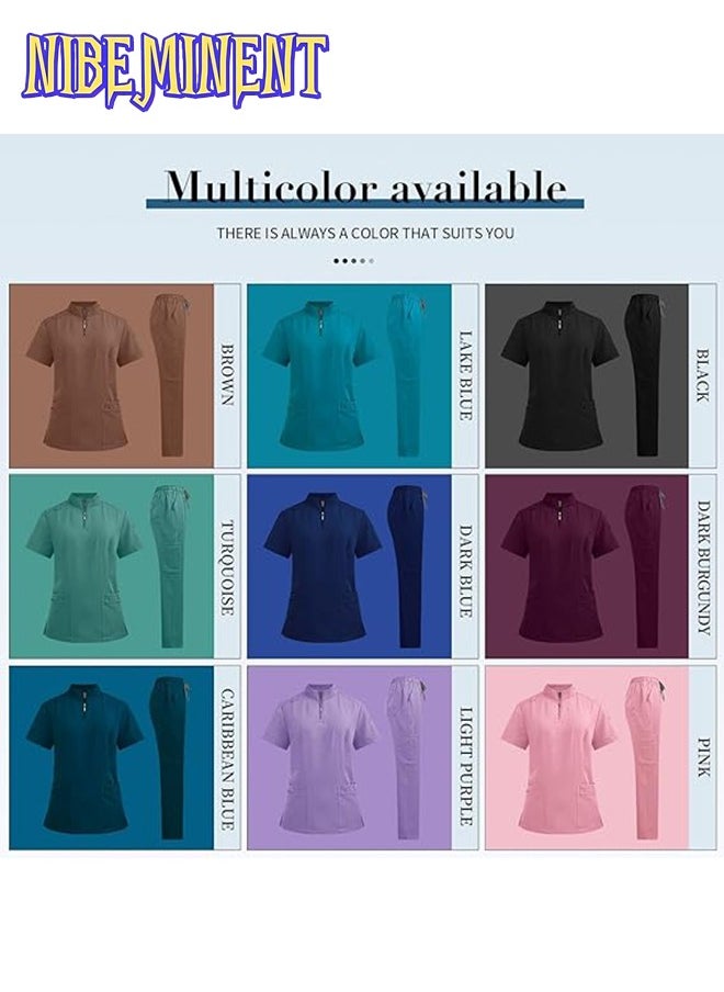 NIBEMINENT - Womens Men Medical Scrubs Set Unisex Scrub Top and Scrub Pant Set Medical Uniform Scrubs Medical Uniform Set - Image 1