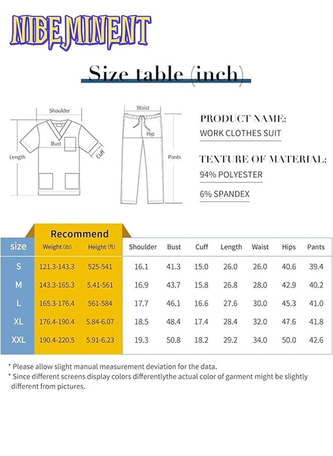NIBEMINENT Womens Men Medical Scrubs Set Unisex Scrub Top and Scrub Pant Set Medical Uniform Scrubs Medical Uniform Set  - Image 5