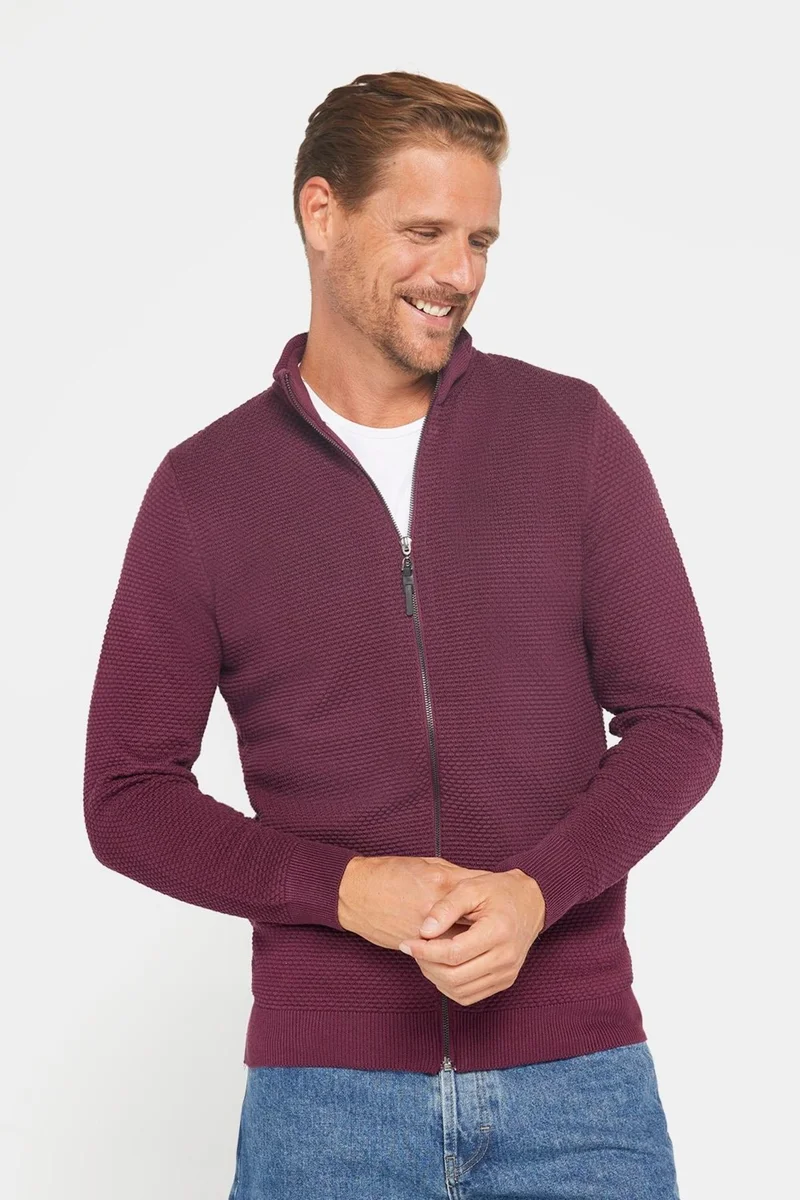 تودورس Patterned Half Turtleneck Zippered Men's Cardigan