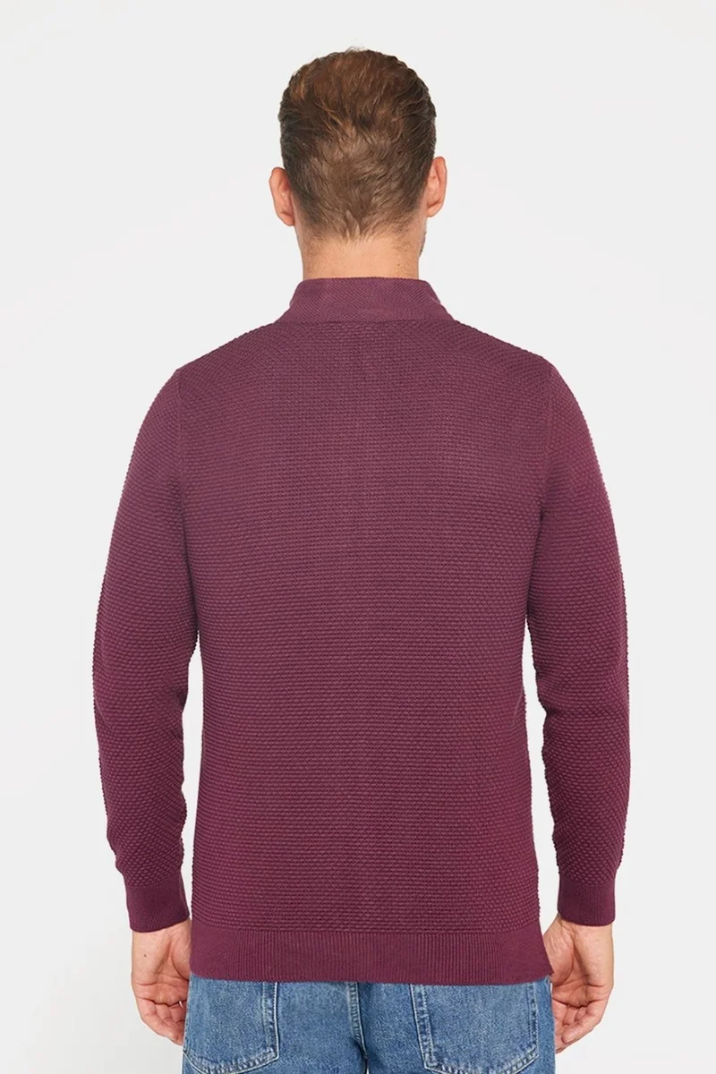 تودورس Patterned Half Turtleneck Zippered Men's Cardigan
