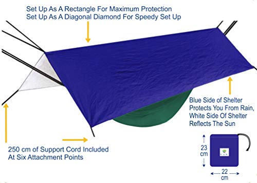 Hammock Bliss All Purpose Waterproof Shelter - Waterproof Tent Tarp, Rain Fly and Hammock Shelter to Cover Your Hammock & Your Gear – Make Hammock Camping A Rain Free and Dry Experience - Image 3