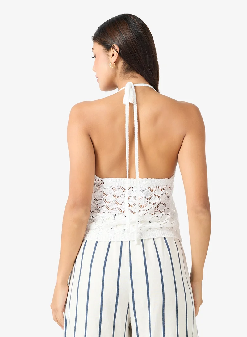 جينجر بلوزة كروشيه بياقة هالتر