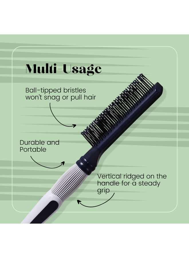 Scarlet Line Professional 9 Rows Large Flat Hair Brush With Anti Slip Rubber Grip Handle Ball Tip Nylon Bristles For Hair Styling Navy Blue N Silver - Image 4