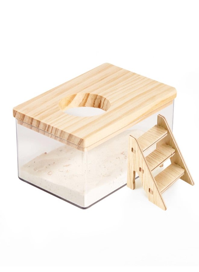 Quxddy Hamster Sand Bath Box Container, Hamster Bath Sand Gerbil Sand Bath Hamster Dust Bath, Hamster Litter Box Chinchilla Dust Bath Hamster Accessories (Small Rectangle) - Image 1