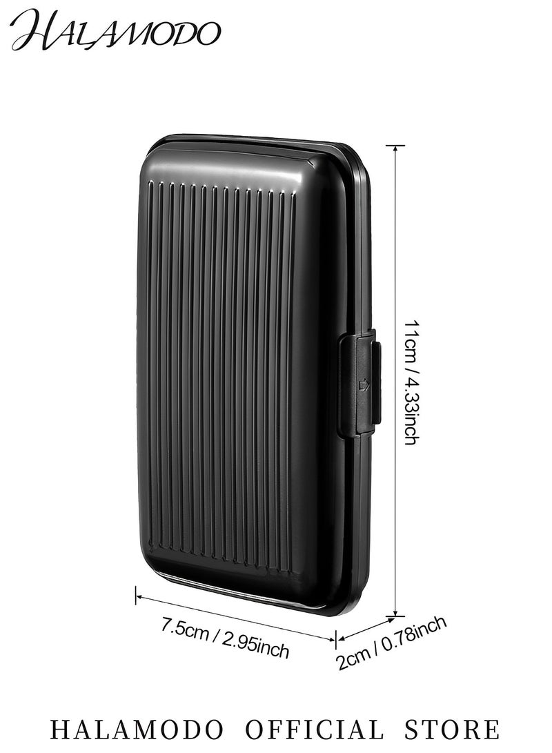 هالامودو حامل بطاقات ائتمانية، محفظة بطاقات معدنية صغيرة للأعمال، حافظة صلبة من الألومنيوم، حامل بطاقات هوية رفيع، واقي، حامل بطاقات مخطط للنساء والرجال - Image 5