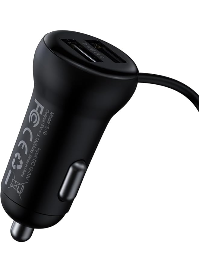 Baseus T Typed S16 Wireless Mp3 & Car Charger, Wireless Handsfree Car Kit Aux Audio Mp3 Player Built-In Mic For Bluetooth Phone Calls, Quick Car Phone Charger For Iphone, Samsung, Huawei, Etc - Image 2