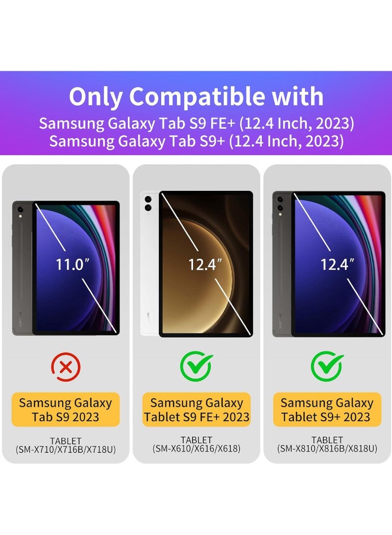 Captaintech for Samsung Galaxy Tab S9 FE+ Plus/Galaxy Tab S9+ Plus 12.4 Inch 2023 with S Pen Holder Soft TPU Tri-Fold Stand Protective Tablet Cover Support S Pen Charging Auto Wake/Sleep  - Image 2