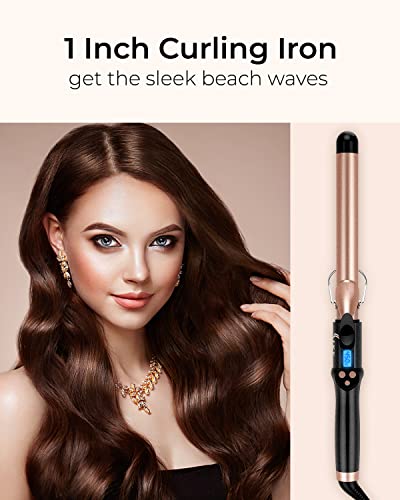 IKV 1 Inch Extra Long Barrel Curling Iron, Ceramic Tourmaline Curling Wand Professional Dual Voltage - Image 2