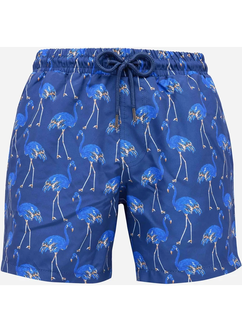 تودورس Men's Standard Fit Quick Dry Patterned Sax Blue Swimsuit Swim Shorts