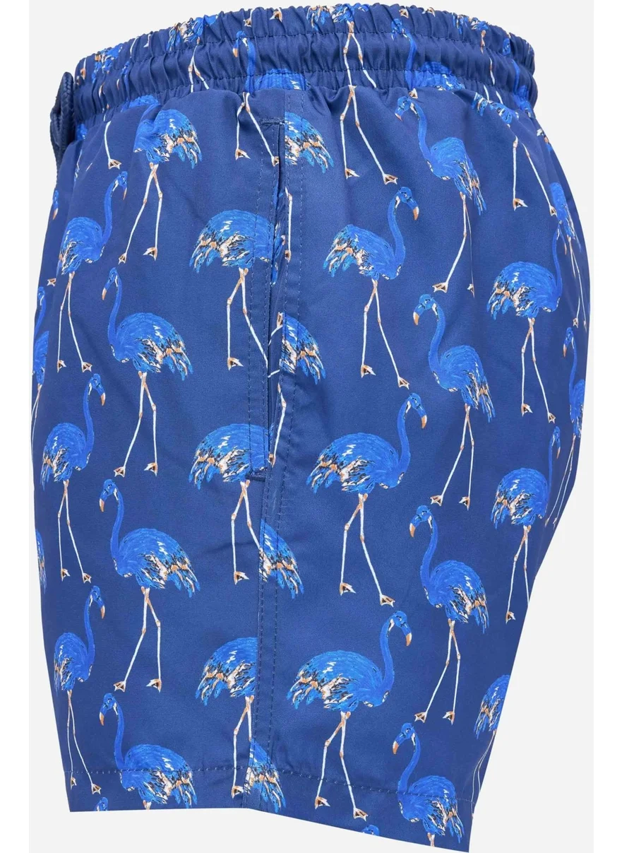 تودورس Men's Standard Fit Quick Dry Patterned Sax Blue Swimsuit Swim Shorts