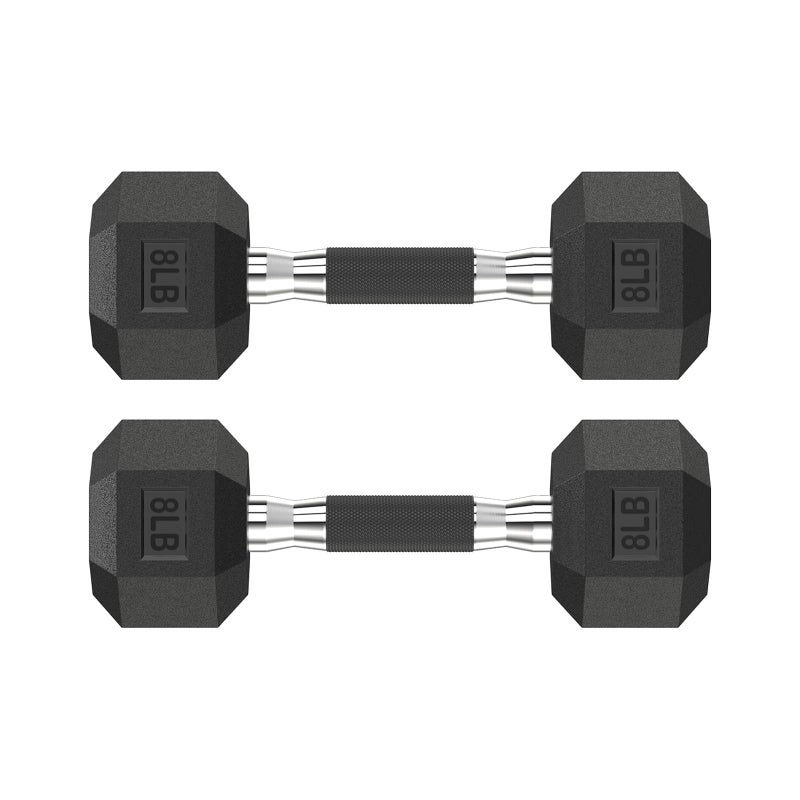 HANDBODE Hex Rubber Dumbbells, Non-Slip Handle Design for Secure & Comfortable Grip, Hand Weights for Strength Training and Home Gym/Pair of 8 LB - Image 1