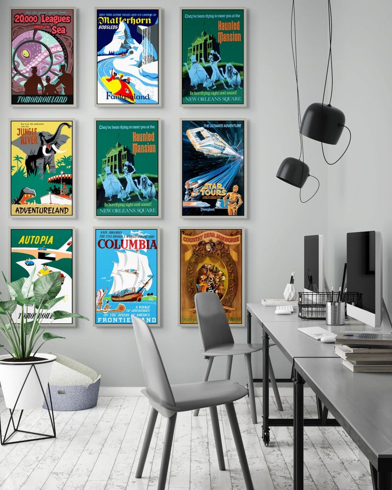 BigWig Prints Vintage Disney Posters - Disneyland Ride Posters, Disney Home Decor Adult, Vintage Retro Wall Art, Haunted Mansion, Disneyland Gifts, Collectibles, Memorabilia - Unframed Reproduction Set of 9 (11x17) - Image 4