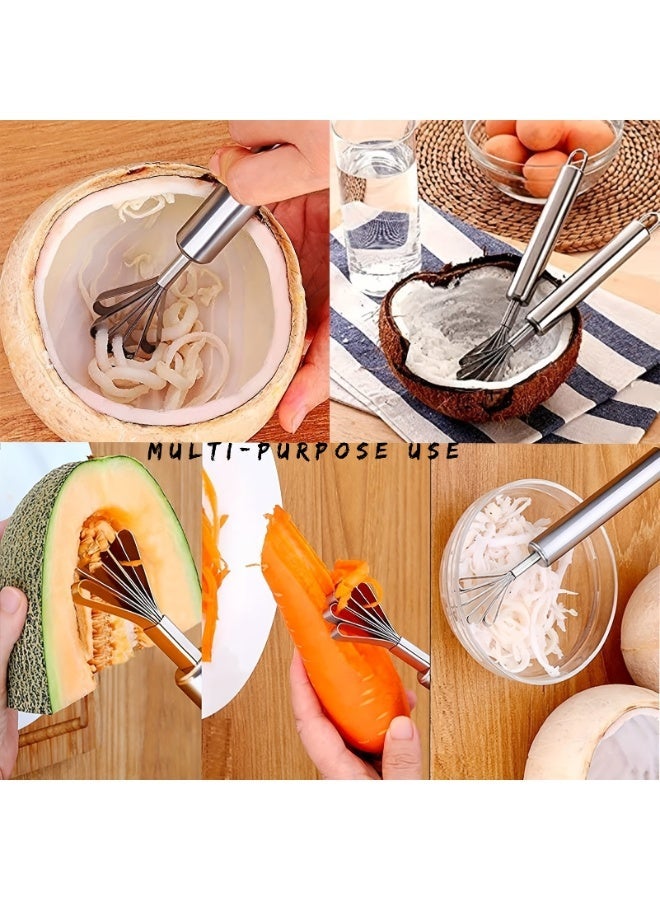 مقشرة جوز الهند من الفولاذ المقاوم للصدأ متعددة الاستخدامات مبشرة وكاشطة لإزالة قشور السمك والفواكه والخضروات - Image 2