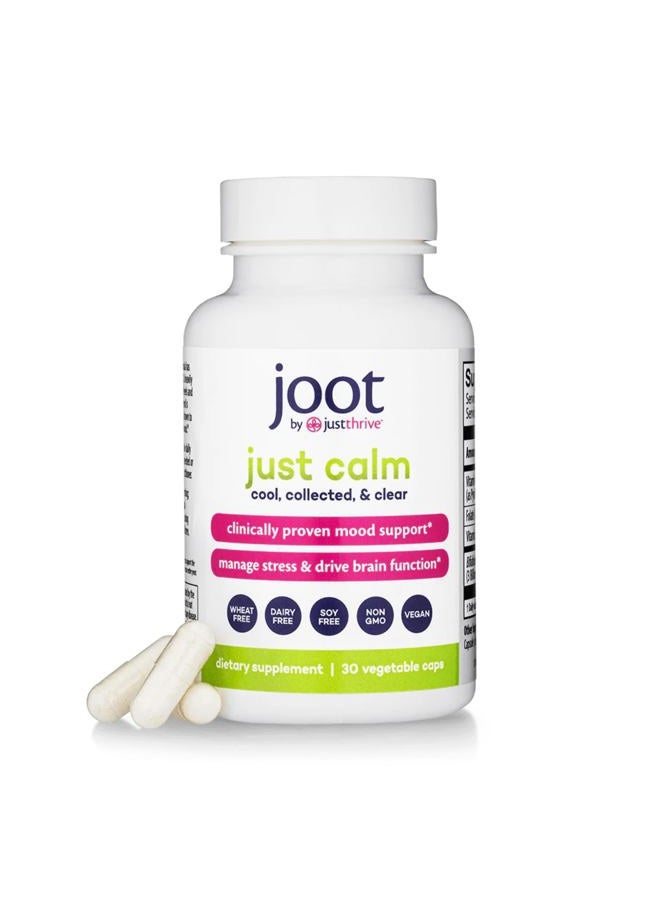 Just Thrive جست كالم - مدير الكورتيزول - مكمل دعم الهدوء والذاكرة والمزاج - نباتي، 30 كبسولة هادئة - Image 1