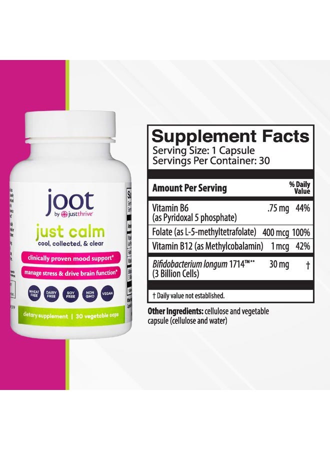 Just Thrive جست كالم - مدير الكورتيزول - مكمل دعم الهدوء والذاكرة والمزاج - نباتي، 30 كبسولة هادئة - Image 2