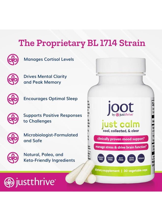 Just Thrive جست كالم - مدير الكورتيزول - مكمل دعم الهدوء والذاكرة والمزاج - نباتي، 30 كبسولة هادئة - Image 4