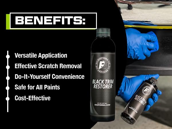 ExoForma Black Trim Restorer - Unique Dye-Infused Formula Lasts 6+ Months - Restores Factory Black to Plastic Trim - Protects Against UV Rays, Helps Conceal Scratches & Scuff Marks - Works in Seconds - Image 2