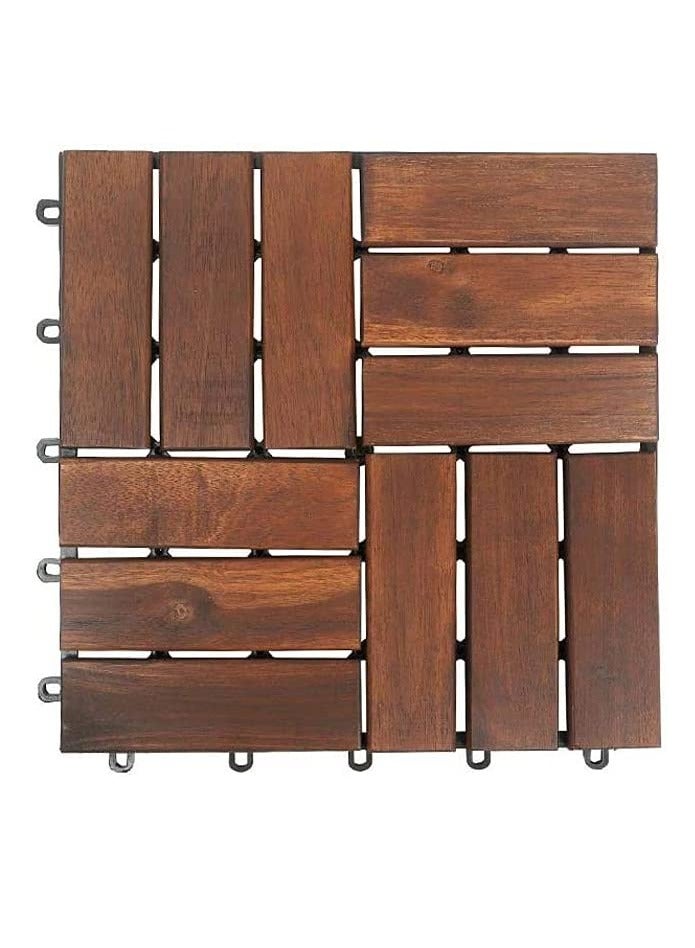 LINGWEI 5pcs Wooden Decking Floor Tiles Interlocking Panels Brown 31x31x3cm - Image 3