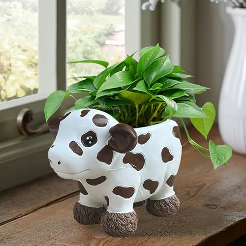 Kudriod Cute Cow Planter Pot, Animal Succulent Planter for Indoor & Outdoor Use, Mini Flower Pot for Cactus, Garden Desk Home Decor, Gift for Plant Lovers - Image 2