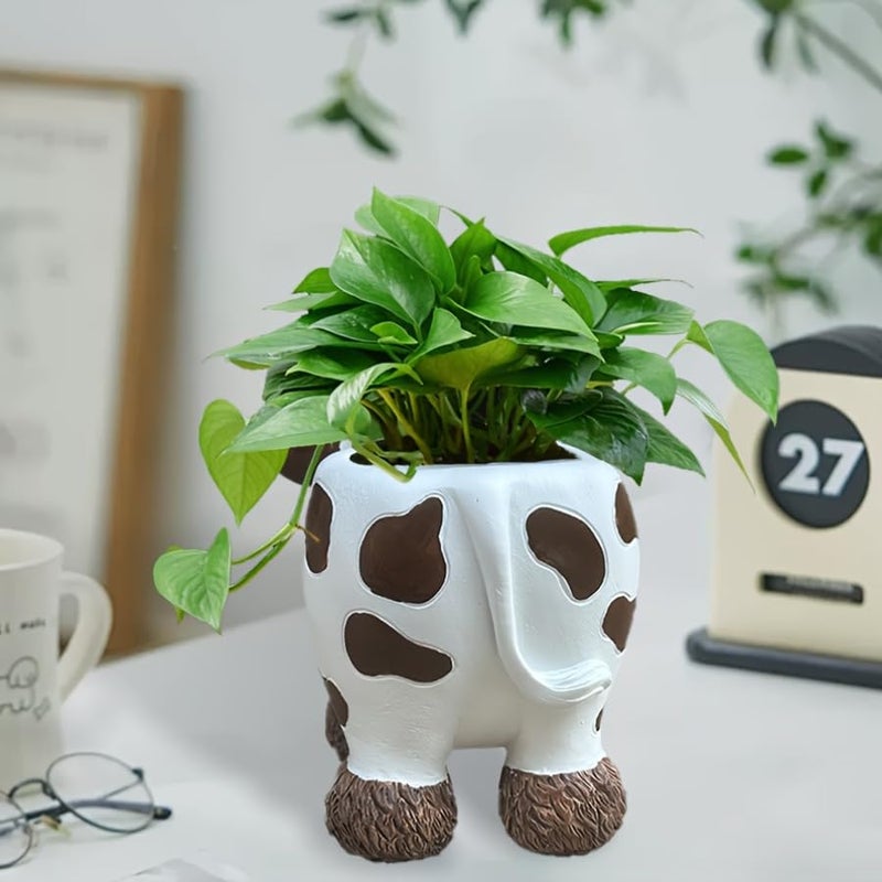 Kudriod Cute Cow Planter Pot, Animal Succulent Planter for Indoor & Outdoor Use, Mini Flower Pot for Cactus, Garden Desk Home Decor, Gift for Plant Lovers - Image 5