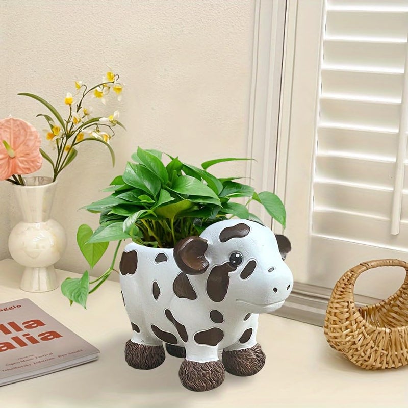Kudriod Cute Cow Planter Pot, Animal Succulent Planter for Indoor & Outdoor Use, Mini Flower Pot for Cactus, Garden Desk Home Decor, Gift for Plant Lovers - Image 3